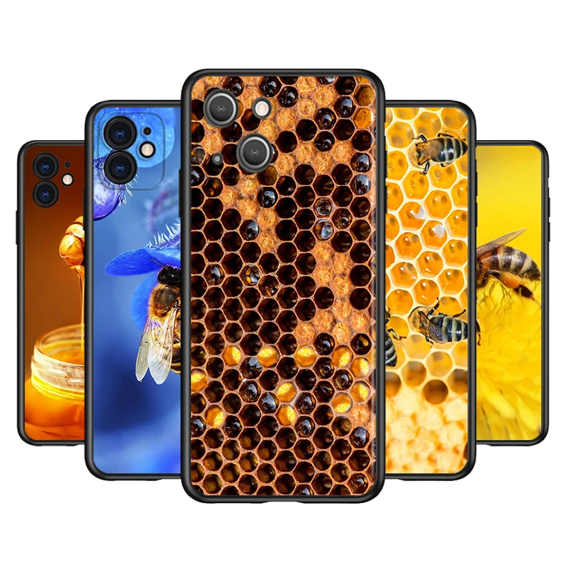 

Honeycomb Honey Bee Silicone Cover For Apple IPhone 13 12 Mini 11 Pro XS MAX XR X 8 7 6S 6 Plus 5S SE Phone Case