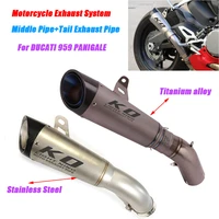motorcycle replace original tubes system middle link pipe with tail exhaust muffler pipe for ducati 959 panigale until 2020