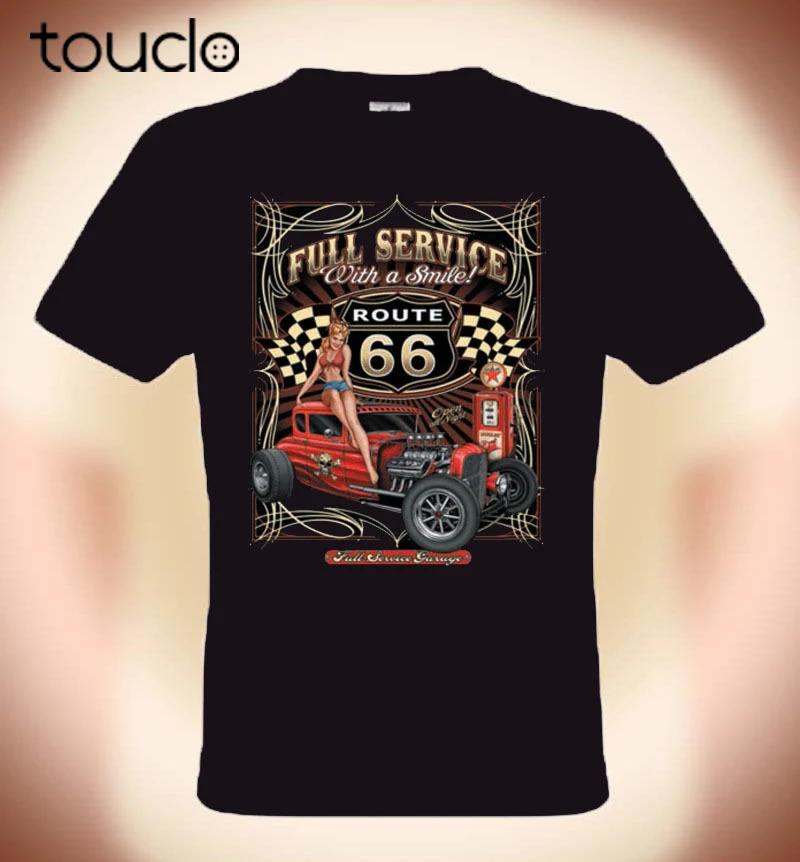 

Gearhead Rockabilly T-Shirt, Route 66 Full Service New Arrival T Shirt Casual Men Clothing Nerd T Shirts