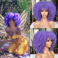 14short afro kinky curly wigs with bangs for black women brown synthetic cosplay lolita blonde wig african wigs purple red