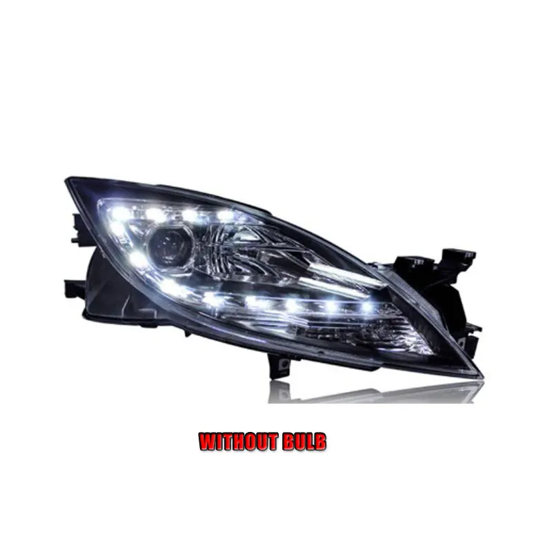without bulb 2 шт. автомобильный стиль светодиодный фары для Mazda 6 2009-2013 для Mazda 6 Головной фонарь светодиодный DRL Объектив двойной луч H7 HID Xenon bi xenon объектив - Цвет: without bulb