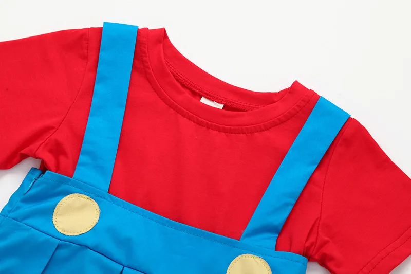 

Children's Clothing 2020 Summer New Mario Set Sister Costume Children's School Uniform Cartoon Performance shorts Cotton