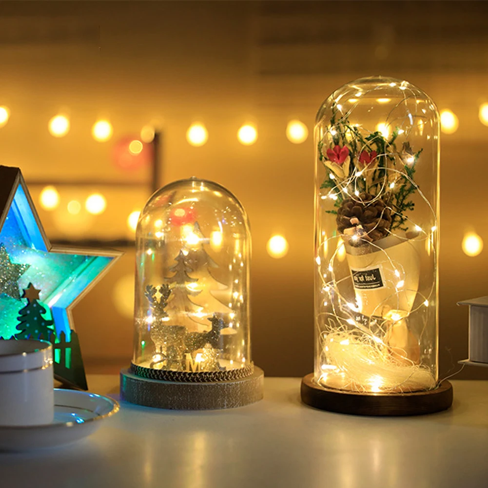 

LED String Lights Outdoor Decorative String Lamp10 LEDs Fairy Lights Battery Garden Powered Copper Wire Lamp Warm White 1m 20PCS