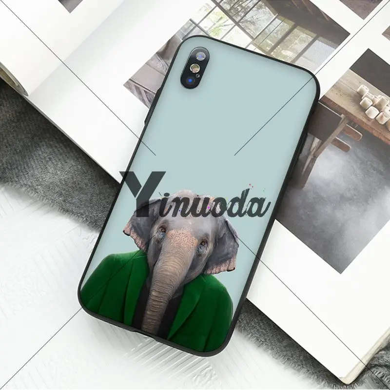 Yinuoda животное портрет Слон Сова Тигр пантера Coque Shell чехол для iPhone X XS MAX 6 6S 7 7plus 8 8Plus
