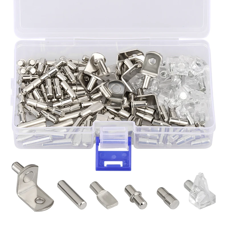 

Новинка, 140 шт., подставки для полки, колышки, полки с никелевым покрытием, колышки для полки 5 мм, поддержка s для шкафа, мебели, шкафа, гардероб...