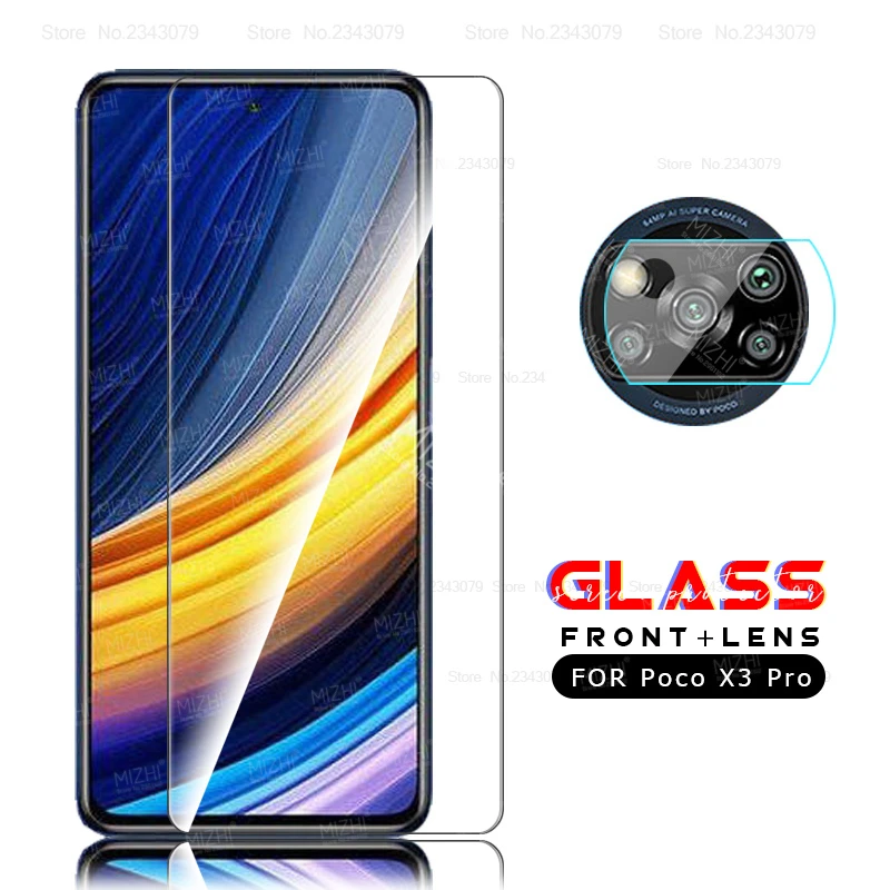 

2-in-1 for poco x3 pro protective glass for xiaomi poco x 3 pro x3 3x x3pro screen protector pocox3 pro safety glass film