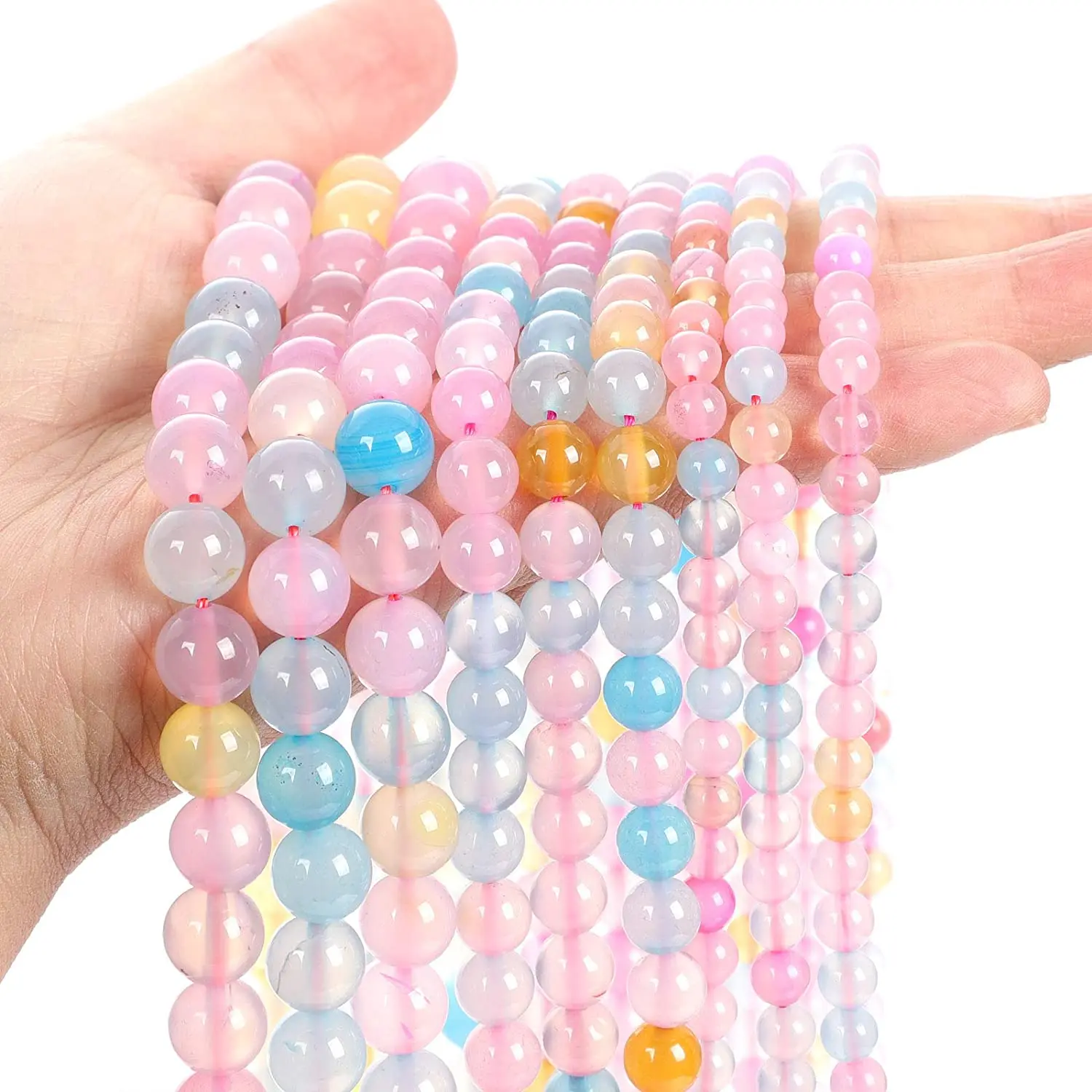 

LW004 6/8/10mm Unpolished Smooth Gemstone Gem Strand Round Loose Beads for Jewelry Making,Energy Stone Healing Power