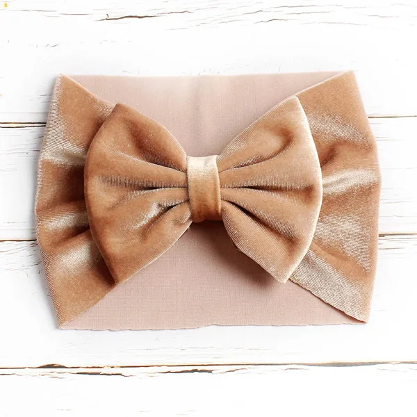 

1Pc New Velvet Hair Bow Head Wrap For Girls Winter Kids Coral Fleece Turban Headband Girls Floppy Bow Hairband Hair Accessories