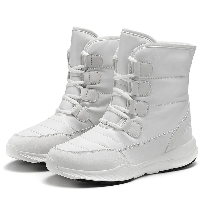 White SKRENEDS; женские зимние ботинки; теплые зимние ботинки на толстой платформе; водонепроницаемые ботильоны для женщин; хлопковая обувь с толстым мехом - Цвет: White