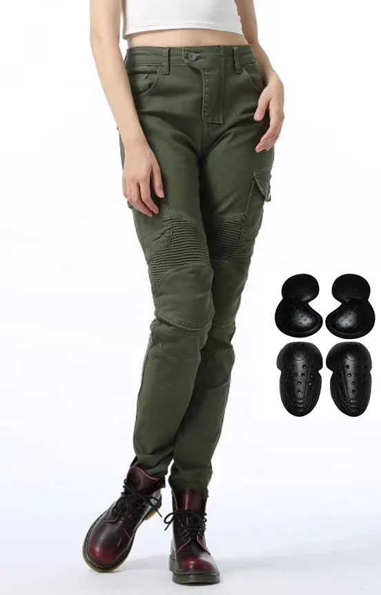 green B LOONG Байкер Мотоцикл B06 женские джинсы для верховой езды джинсы для езды на мотоцикле мотоциклетные брюки женские брюки с защитным снаряжением - Цвет: green B