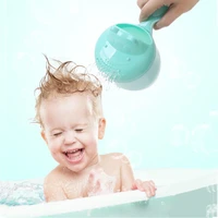 1pc cute cartoon shampoo cup baby spoon shower bath water swimming head watering bottle todder kids wash hair shampoo cup