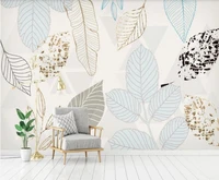 xue su wall covering custom wallpaper mural modern minimalist hand painted leaves decorative painting background wall
