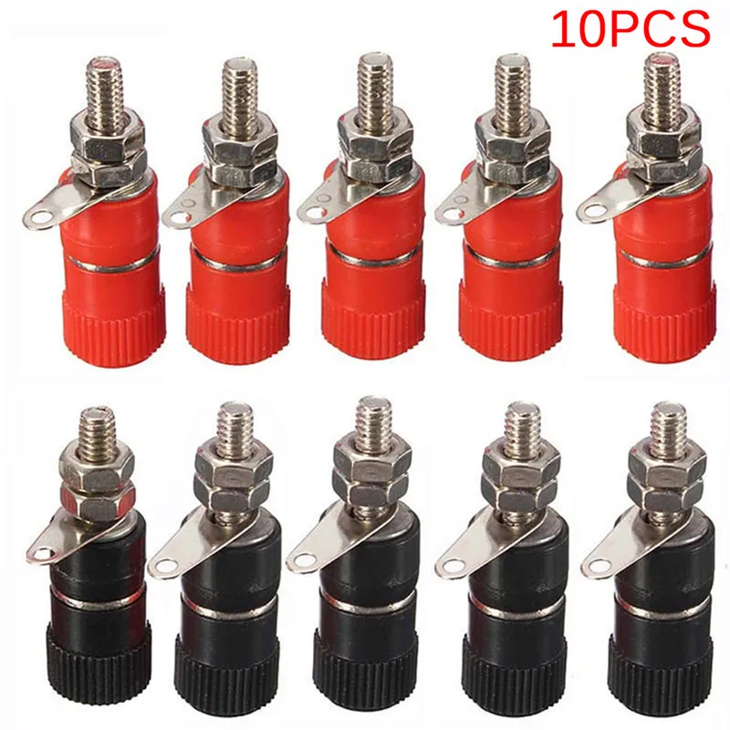 

New 10PCS 2 Color Black Red 4mm Binding Post Speaker Terminal Banana Plug Socket Jack Connectors Instrument