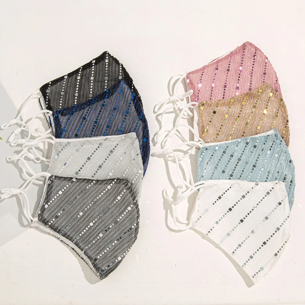 Модная маска с блестками для женщин моющаяся блестящая хлопковая самая дышащая