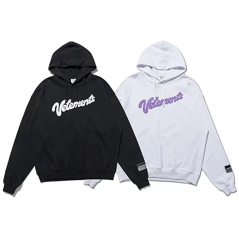 

New VETEMENTS Men's Sweatshirt Foam Letter Printing VTM Men's and Women's Hoodie Loose Hip Hop Jacket