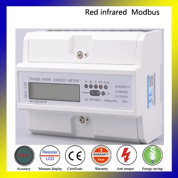 Трехфазный ЖК-дисплей 30/380 A в 50H rs485 modbus din-рейка электроэнергия счетчик часов для