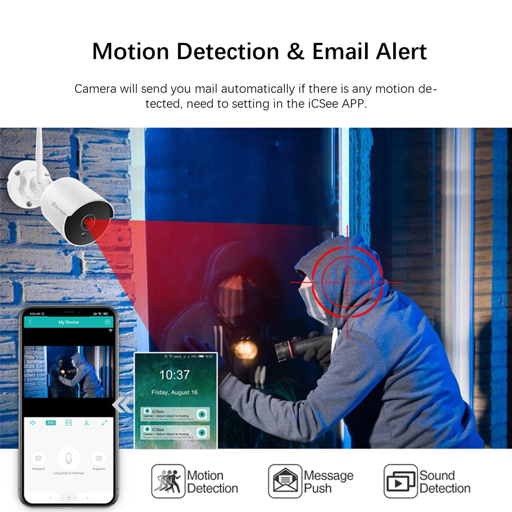 IP камера Techage беспроводная уличная Водонепроницаемая с поддержкой Wi Fi 1080P 2