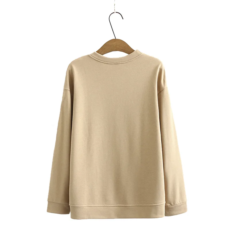 

2020 New Fashion Brand Oversize Plus Size Women Sweatershirt Casual Pullovers Full Solid O-neck Regular Broadcloth