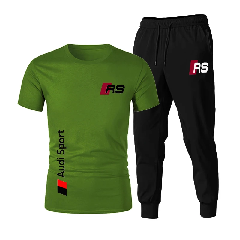 

2021 new brand printed cotton men's sports suit jogging pants summer men's short T-shirt pants suit casual wear short sleeve