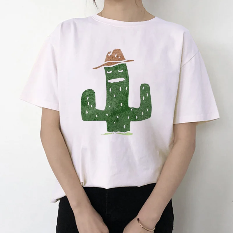 

Funny Cactus Print T shirt Women Harajuku Kawaii Short Sleeve T-shirt Korean Style Tshirt Fashion Top Tee Female