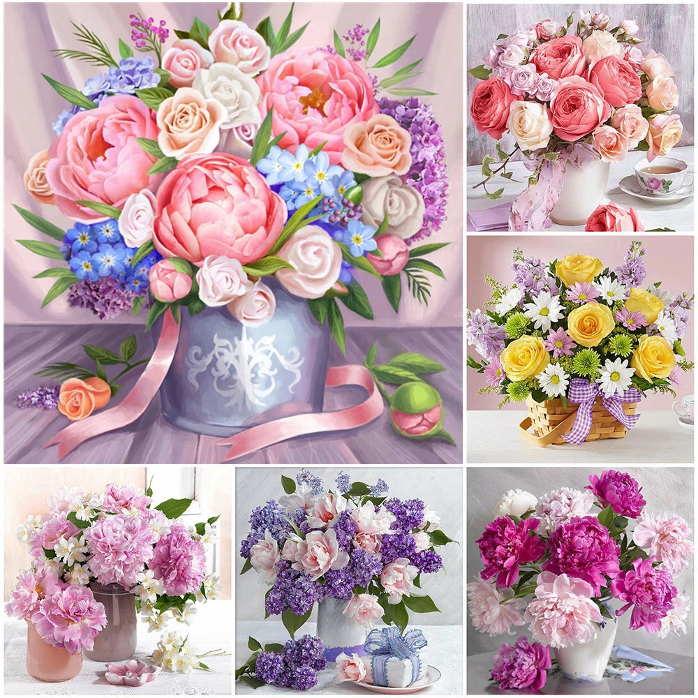 

Набор для алмазной вышивки 5D «сделай сам», полноразмерная круглая картина с цветами, мозаика, украшение для дома