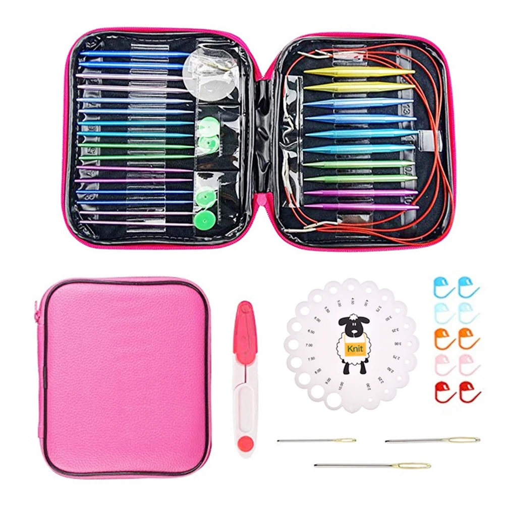 13 пар алюминиевых сменных головок Набор круглых вязальных игл практичный