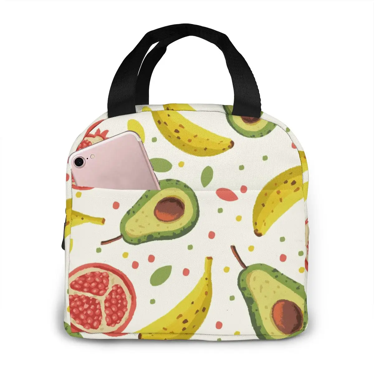 

Tropical Fruit Lunch Bag Portable Insulated Thermal Cooler Bento Lunch Box Tote Picnic Storage Bag Pouch