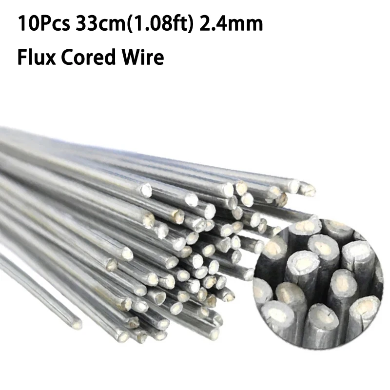 

10 шт., алюминиевые низкотемпературные сварочные электроды с сердечником из флюса, высокопрочные 1,08 фута 2,4 мм