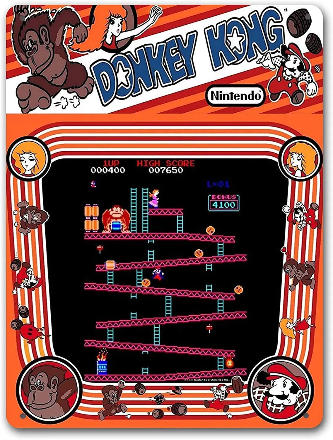 

Metal Tin Signs Donkey - Kong Arcade Sign Shop Game Room Man Cave Wall Decor Art Decoration