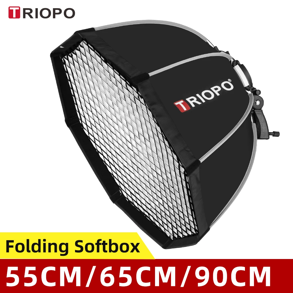 Triopo 55 см 65 см 90 см Speedlite переносной восьмиугольный зонтик софтбокс+ ячеистая сетка для внешней вспышки софтбокс для Canon Nikon Godox
