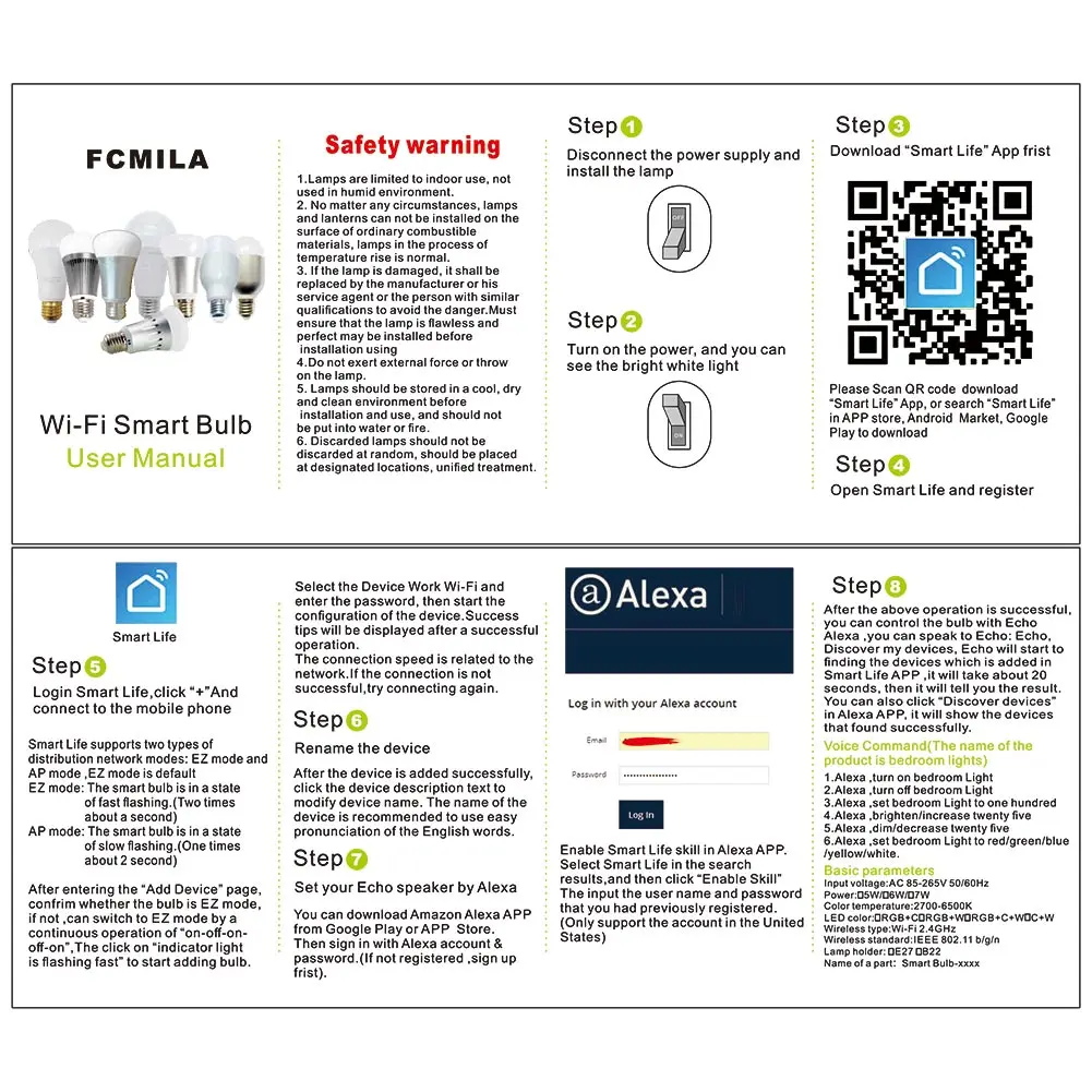 

E27/B22/E14 11W WiFi Smart LED Light Bulb 16 Million Colours for Google Home Amazon Alexa @LS