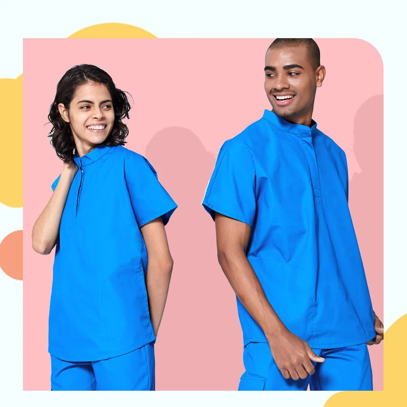 

Mandarin Collar Scrub Uniform Scrubs Set Nursing Workwear Top and Pant Short Sleeve Dental Uniform Outfit Suits FRSS1904