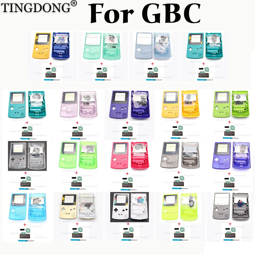 

New Plastic Game Shell Housing Case Cover for Nintendo Gameboy Color Game Console for GBC Shell with buttons kits sticker label
