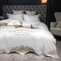 new luxury white 600tc egyptian cotton royal embroidery palace bedding set duvet cover bed sheet bed linen pillowcases 4pcs l