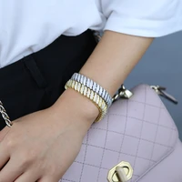hip hop ice iced out miami cuban bangle bracelet necklace set full aaa crystal pave mens bracelet gold color men jewelry