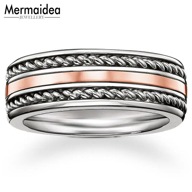 Кольцо с краями из пеньковой веревки посеребренным узором кольцо цвета розового