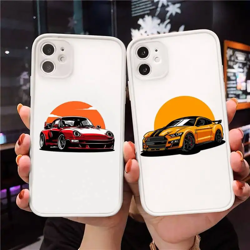 

Japanese drift sport Street racing Phone Case For iPhone 12 11 Mini Pro XR XS Max 7 8 Plus X Matte transparent White Cover
