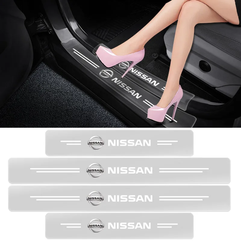 

4Pcs 3D Transparent Car Door Threshold Sill Protective Stickers For Nissan Nismo X-trail Almera Qashqai Tiida Teana Car-Styling