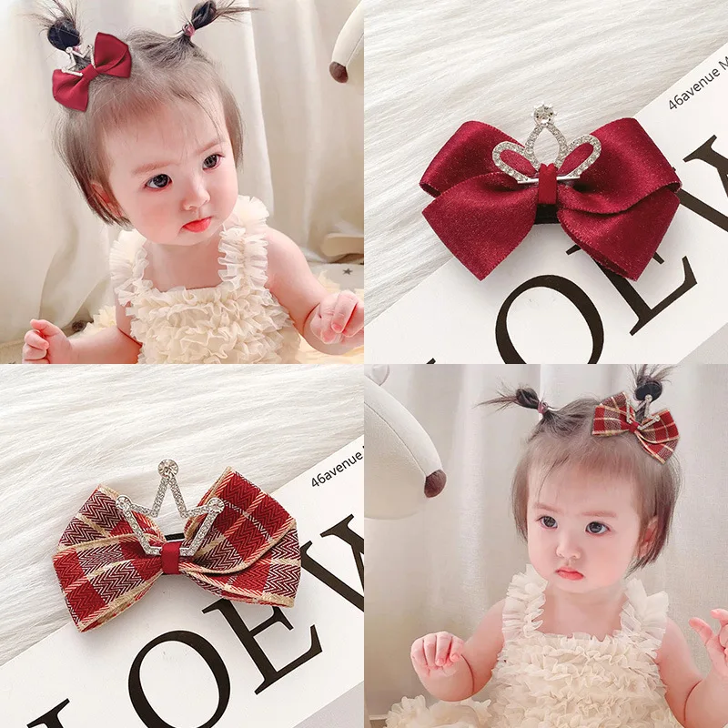 

Xwen 2021 New Children Bow Crown Hair Clips Girls Cute Sweet Plaid Barrettes Hairpin Headdress Baby Fashion Hair Accessories