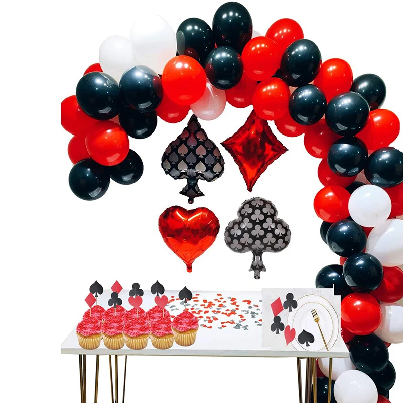 Juego de decoraci&oacute;n para fiesta nocturna de Casino de 68 piezas, incluye globo de aluminio de p&oacute;ker y confeti, globo de l&aacute;tex para fiesta tem&aacute;tica de Casino de Las Vegas-3