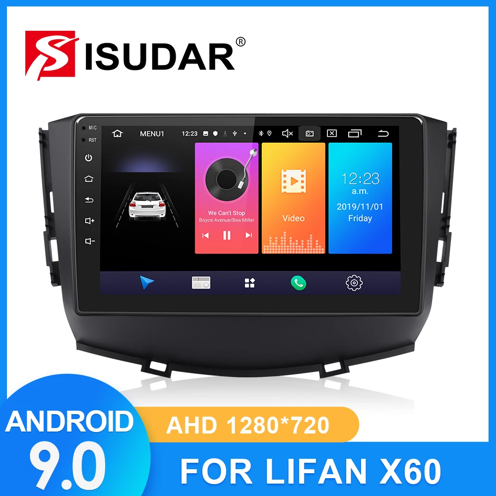 Автомагнитола ISUDAR для Lifan X60 2012 2016 2 din Android 9 мультимедиа GPS DVR AHD камера