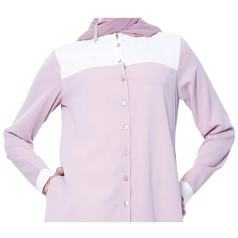 Шикарный мусульманский комплект размера плюс топ с длинными рукавами штаны