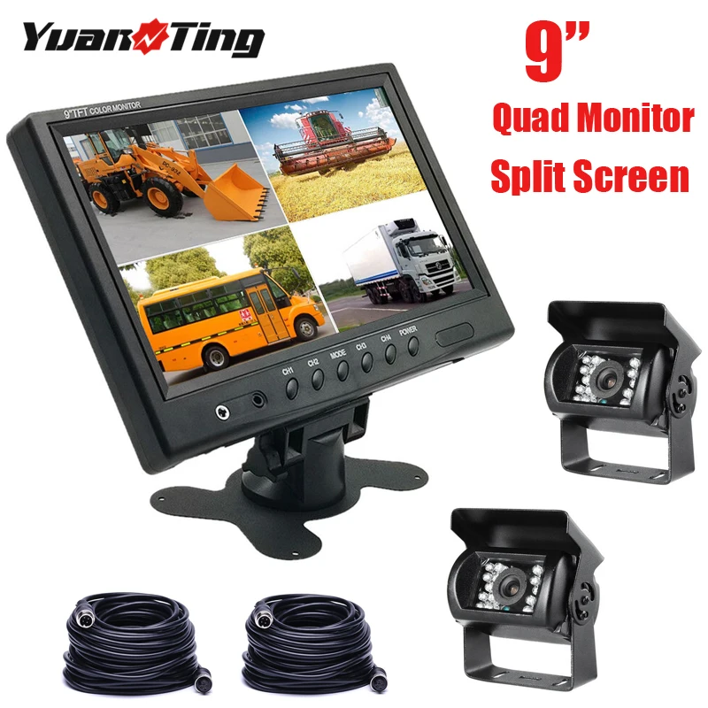 YuanTing Car Backup 18LED IR Ночное Видение 4 Pin IP68 Водонепроницаемая камера заднего вида + 9
