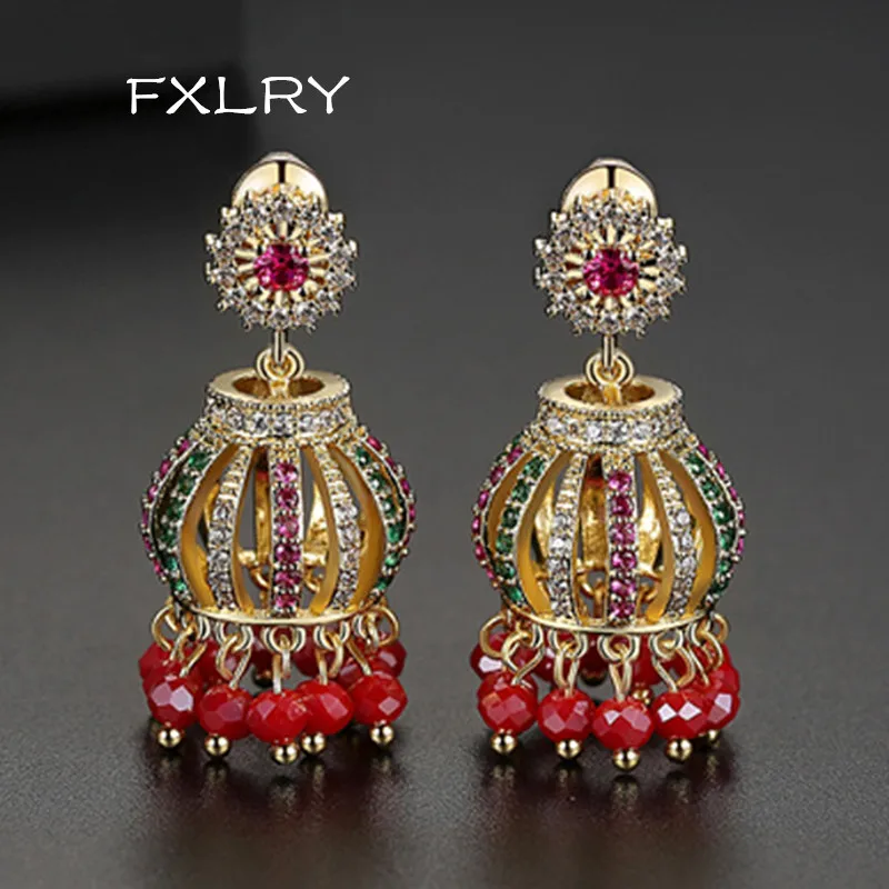 Женские серьги-подвески в индийском стиле, золотого цвета