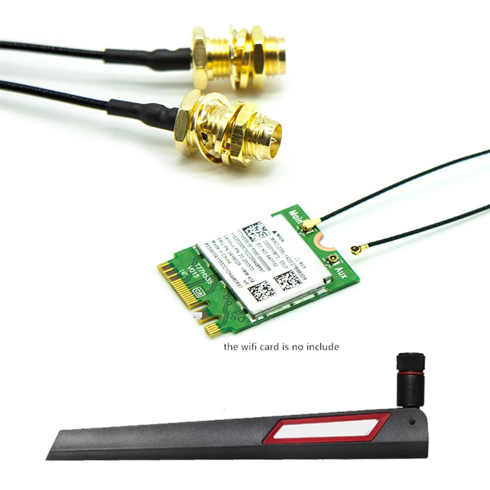 

2pcs10DBi High Gain 2.4/5G Dual Frequency WIFI Antenna + 2pcs IPEX4 MHF4 Cable For RT-AC68U EX6200 AC15 AC68U