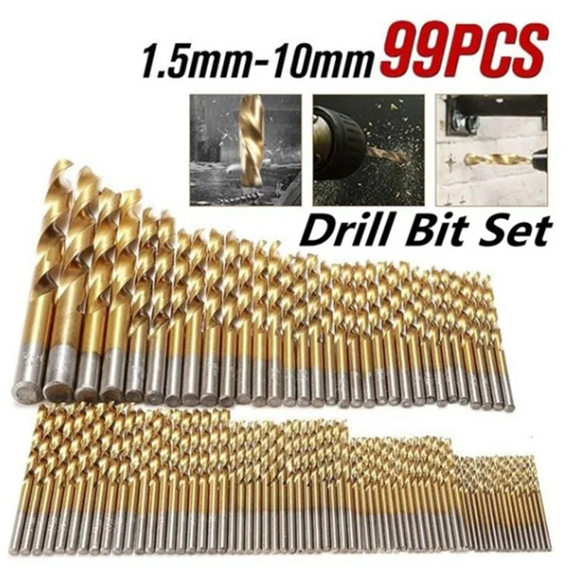 Высокоскоростное титанизированное спиральное сверло из стали 99 шт. бит 1 5 мм 10