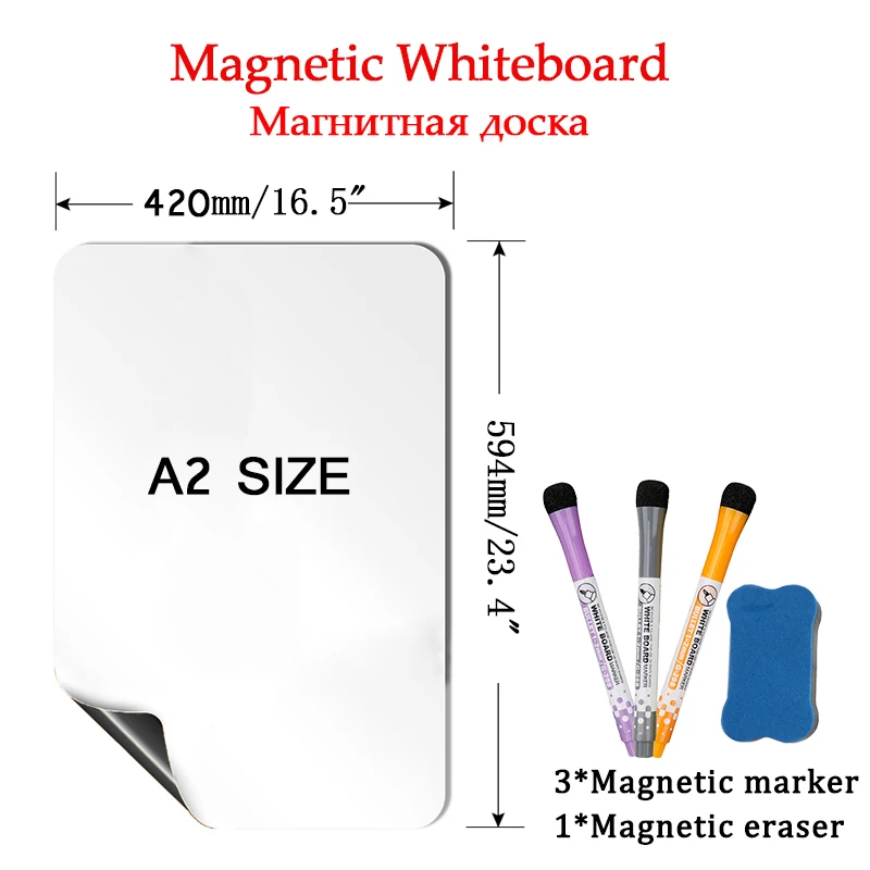 A2 Size Whiteboard Magnetic Soft Stickers Large White Board Message Writing Drawing Office School Refrigerator Magnets Plan Week