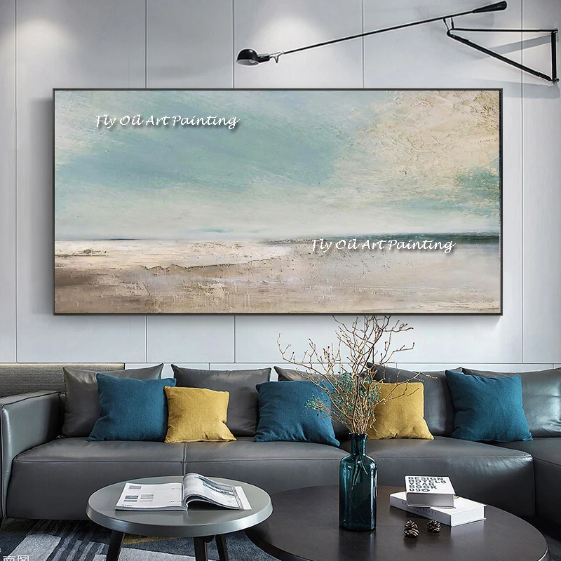 

Large Size Nordic Landscape Seaside Beach Decorative Painting Blue Sky Wall Art Living Room Decoration Home Decor As A Gift