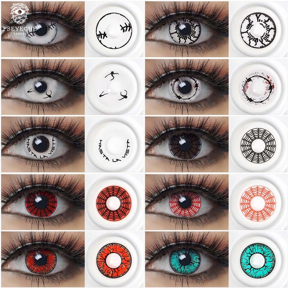 

Цветные контактные линзы для глаз, цветные линзы ed для Хэллоуина, контактные линзы для косплея, красные, зеленые линзы с трещинами, 2 шт. сума...