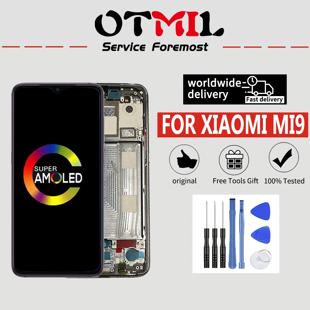 6 39 ''Оригинальный ЖК дисплей для Xiaomi mi 9 Xiao AMOLED сенсорный экран рамка